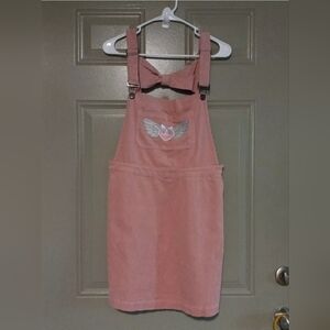 Hot Topic Pink Corduroy Kawaii Overall Jumper Dress Skirtalls Size  L